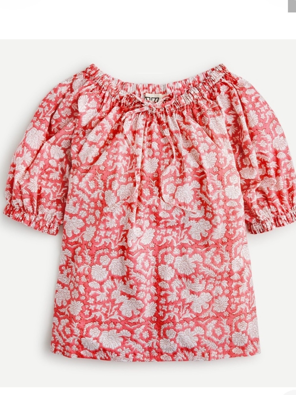J. Crew SZ Blockprints Nila Coral and White Floral Blouse